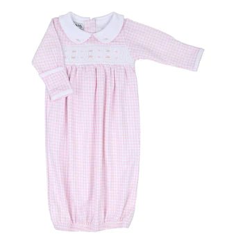 Magnolia Baby Gathered Gown Mini Checks Spring 24 Pink - Fun & Fancy Children's Boutique