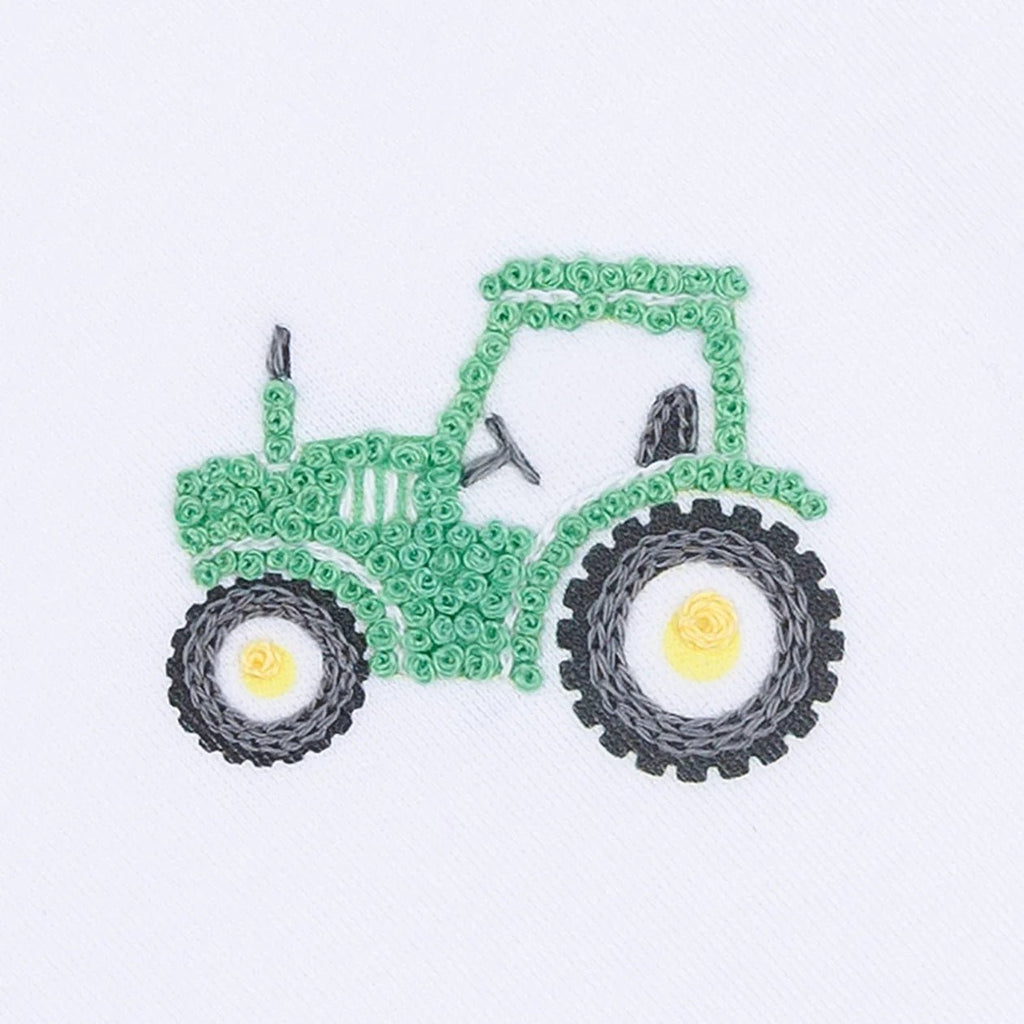 Magnolia Baby Lil' Green Tractor Embroidered Receiving Blanket - Fun & Fancy Children's Boutique