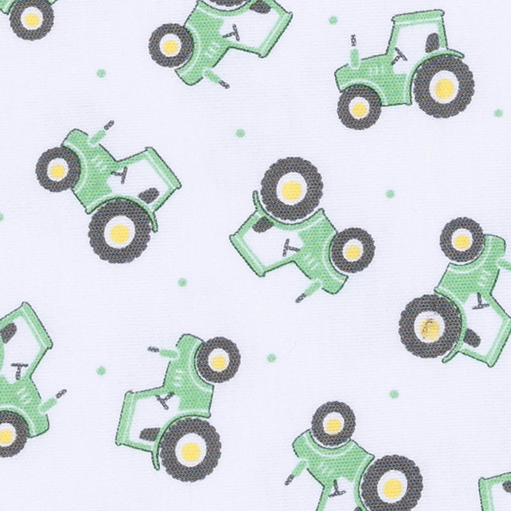 Magnolia Baby Lil' Green Tractor Printed Short Sleeve Bubble - Fun & Fancy Children's Boutique