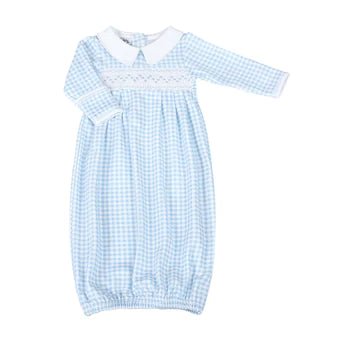 Magnolia Baby Pleased Gown Mini Checks Spring 24 Light Blue - Fun & Fancy Children's Boutique