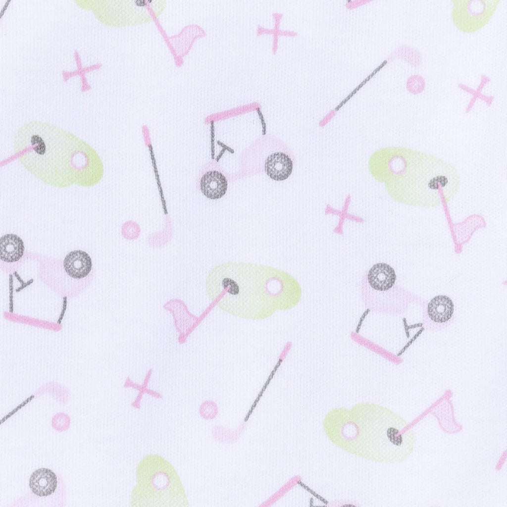 Magnolia Baby Tiny Tee Time Printed Footie Pink - Fun & Fancy Children's Boutique