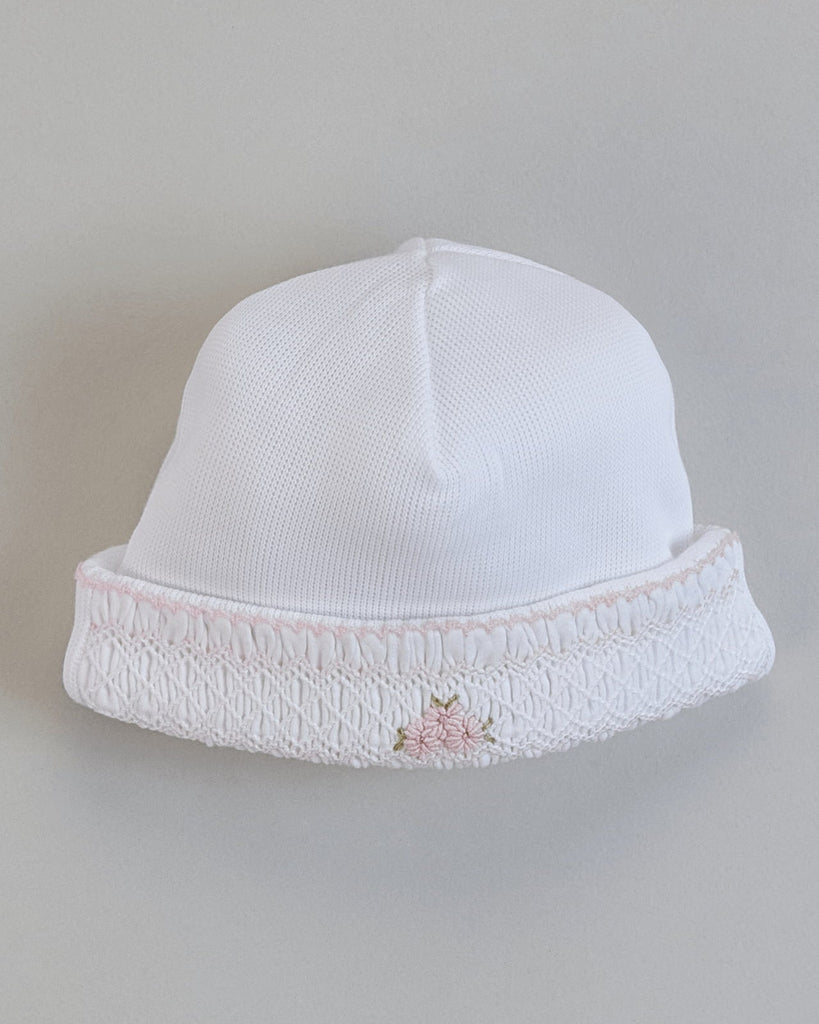 Miocotton Zuzzy Smocked Hat White with Pink - Fun & Fancy Children's Boutique