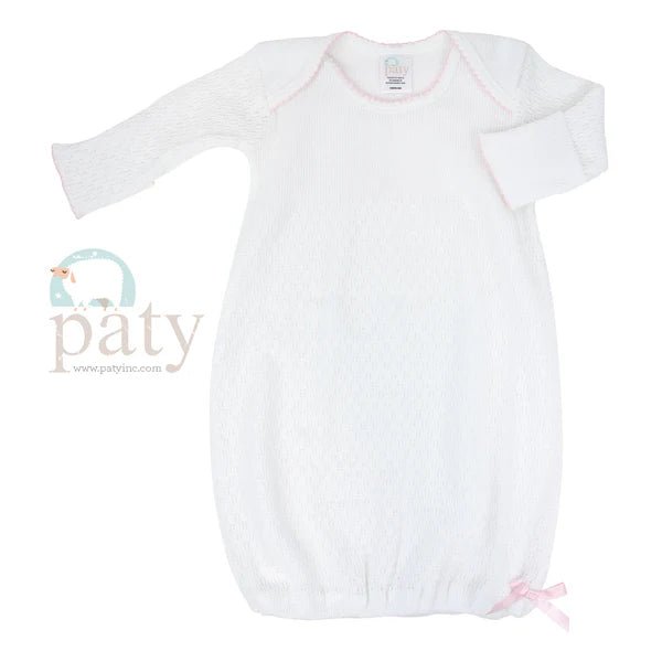 Paty Inc Overlap Shoulder Gown White/Pink - Fun & Fancy Children's Boutique