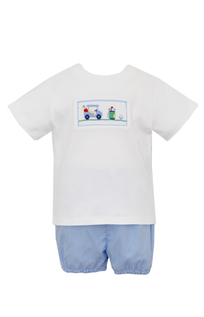 Petit Bebe Golf Blue Check Boy's Diaper Set - Fun & Fancy Children's Boutique