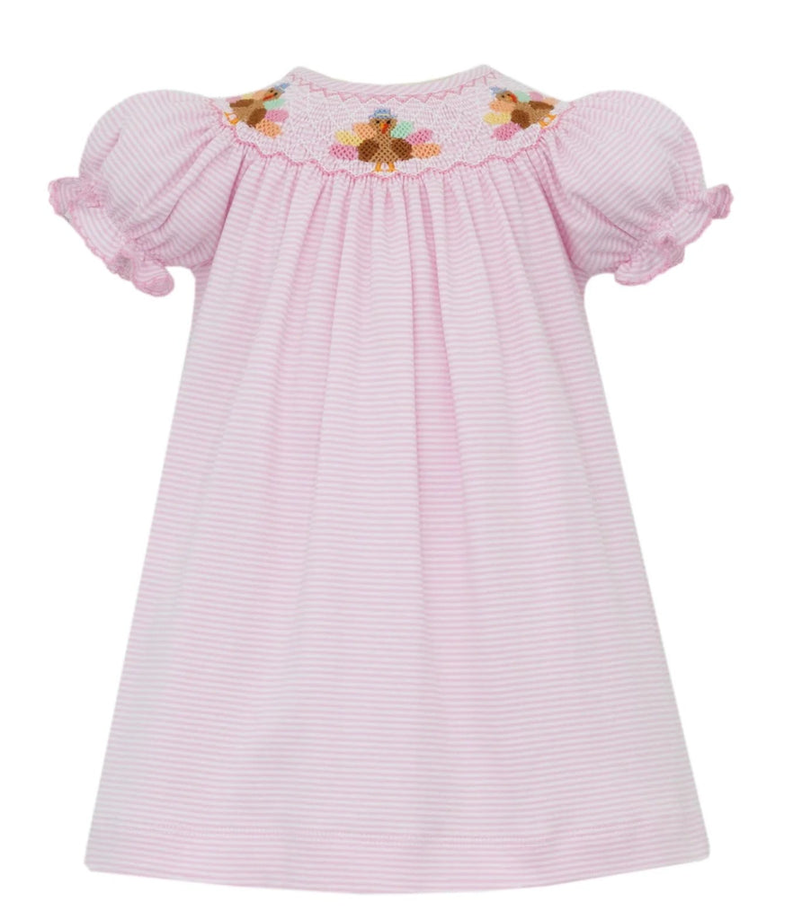 Petit Bebe Knit Bishop Turkey on Pink Stripe - Fun & Fancy Children's Boutique