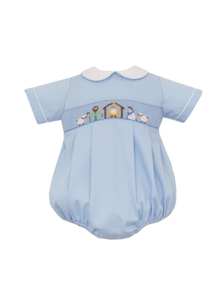 Petit Bebe Nativity Blue Pique Boy Bubble - Fun & Fancy Children's Boutique