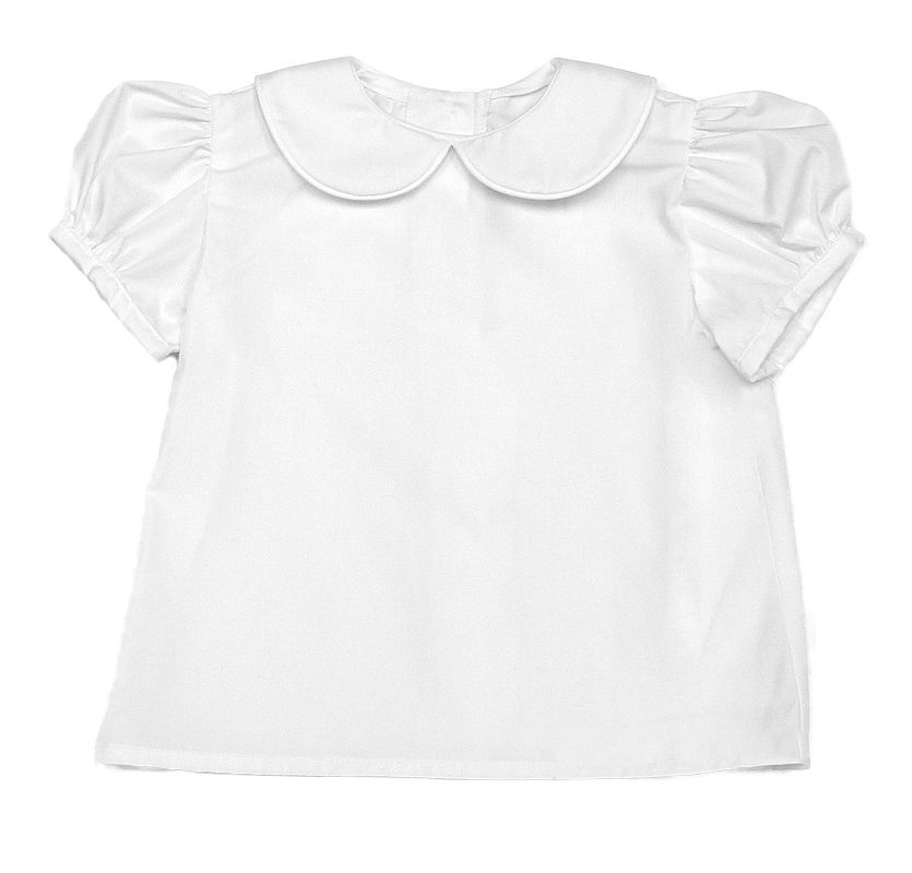 Short Sleeve Blouse White Piping - Fun & Fancy Children's Boutique