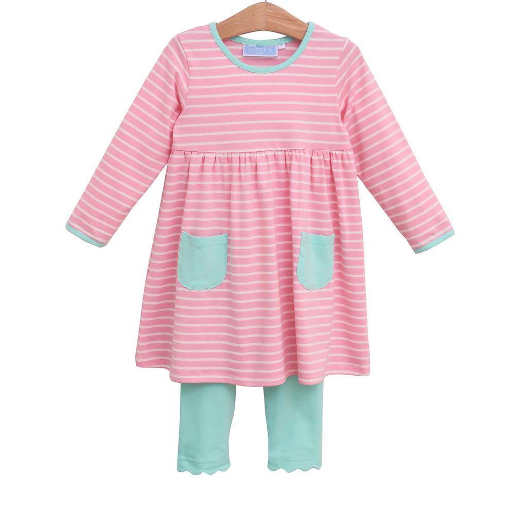 Trotter Street Kids Annie Pants Set Light Pink Stripe/Mint - Fun & Fancy Children's Boutique