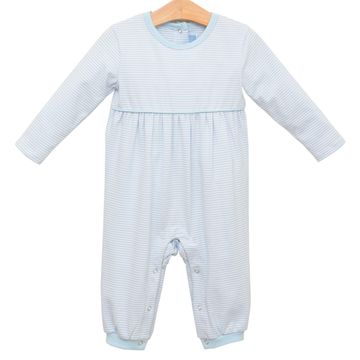 Trotter Street Kids Bennett Romper Light Blue Stripe - Fun & Fancy Children's Boutique