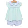 Trotter Street Kids Genevieve Bloomer Set Light Blue Stripe/Light Mint - Fun & Fancy Children's Boutique