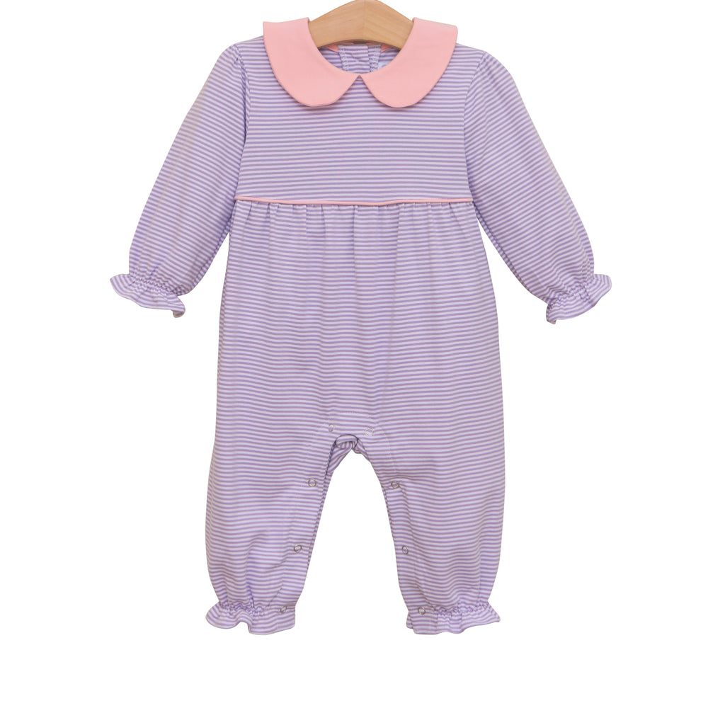 Trotter Street Kids Katherine Romper Lavender Stripe/Light Pink - Fun & Fancy Children's Boutique