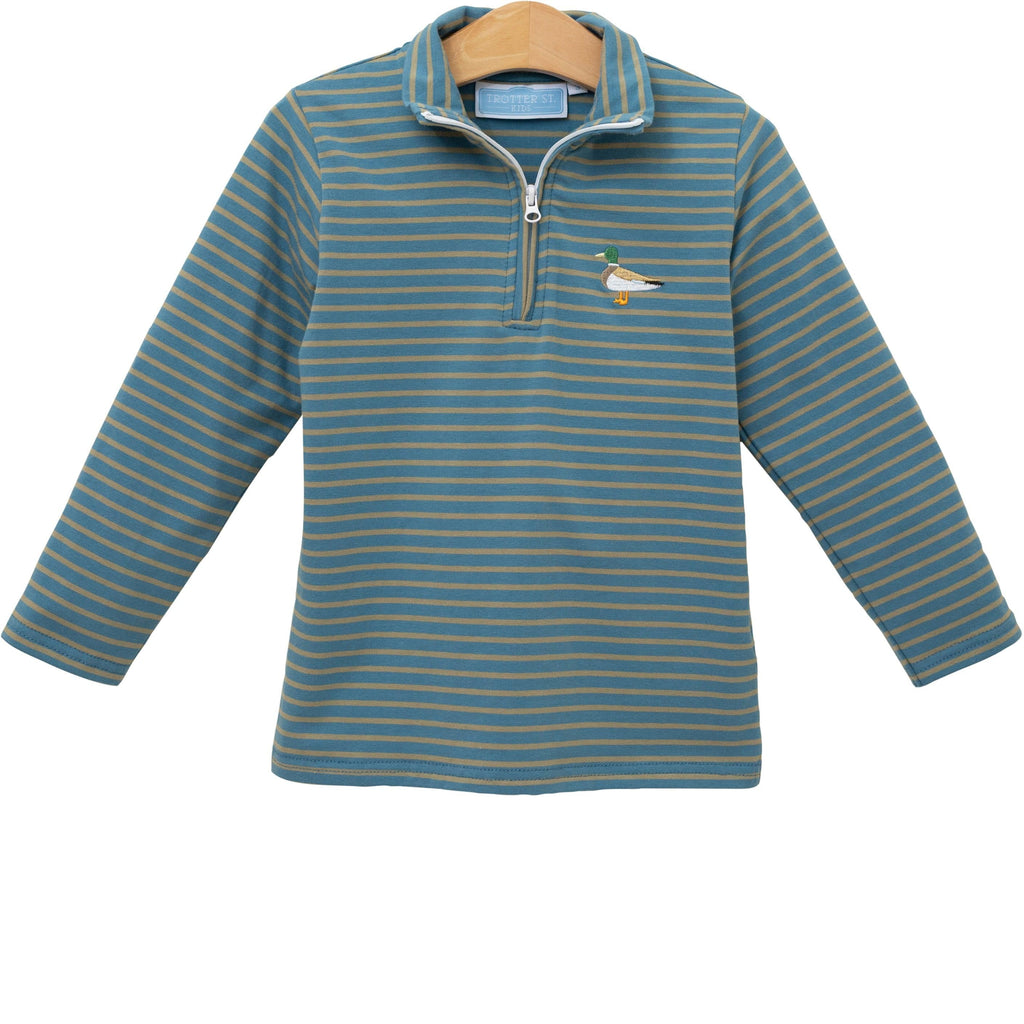 Trotter Street Kids Mallard Embroidery 1/4 Zip Pullover - Fun & Fancy Children's Boutique