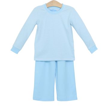 Trotter Street Kids Miller Pants Set Light Blue Stripe - Fun & Fancy Children's Boutique