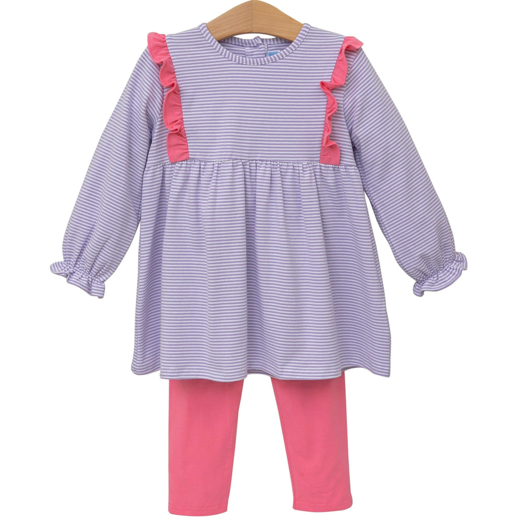 Trotter Street Kids Olivia Pants Set Lavender Stripe/Pink - Fun & Fancy Children's Boutique