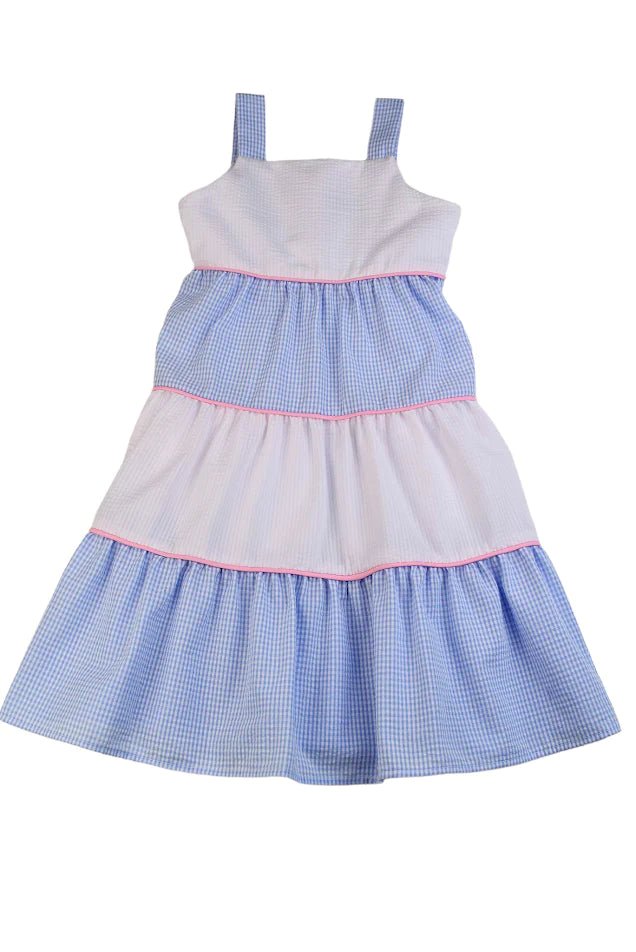 Funtasia Too Tiered Dress Blue and White - Fun & Fancy Children's Boutique