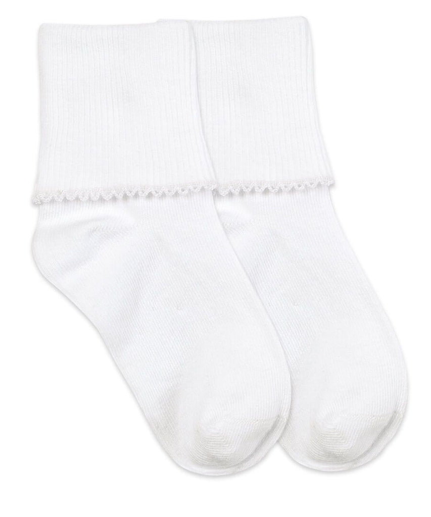 Jefferies Socks Smooth Toe Tatted Edge Turn Cuff Socks 1 Pair White - Fun & Fancy Children's Boutique