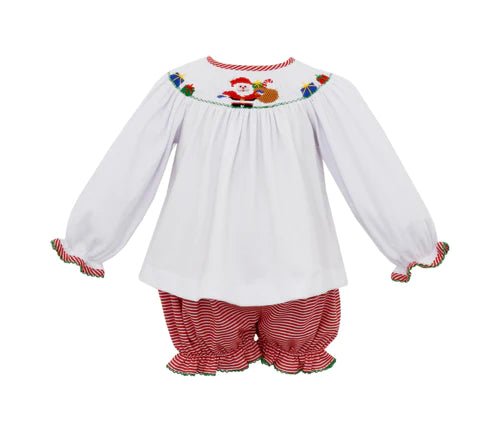 Petit Bebe Bishop Bloomer Set Santa Red Stripe Knit - Fun & Fancy Children's Boutique