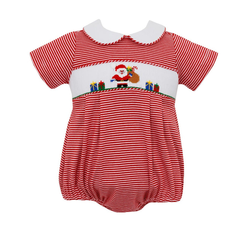 Petit Bebe Boy Bubble Santa Red Stripe Knit - Fun & Fancy Children's Boutique