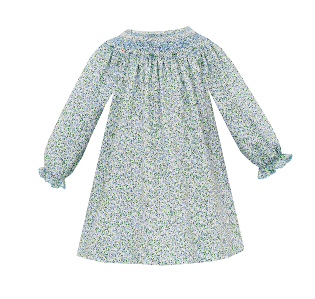 Petit Bebe Long Sleeve Knit Dress Blue Floral Exclusive Print - Fun & Fancy Children's Boutique